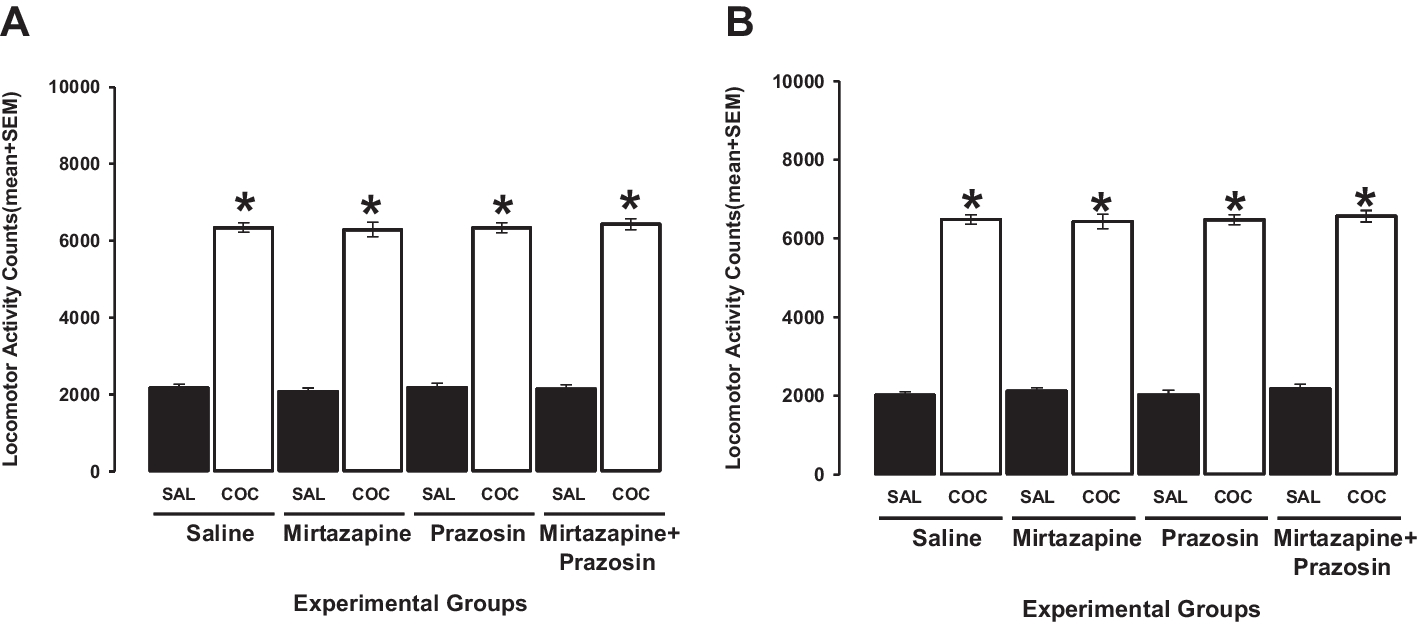 Prazosin Enhances the Effectiveness of Mirtazapine on Anxiety- and Depression-Like Behaviors in Rats during Cocaine Withdrawal