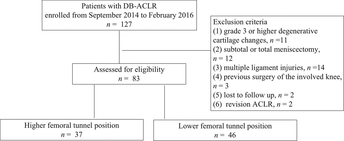 Effects of higher femoral tunnels on clinical outcomes, MRI, and second-look findings in double-bundle anterior cruciate ligament reconstruction with a minimal 5-year follow-up