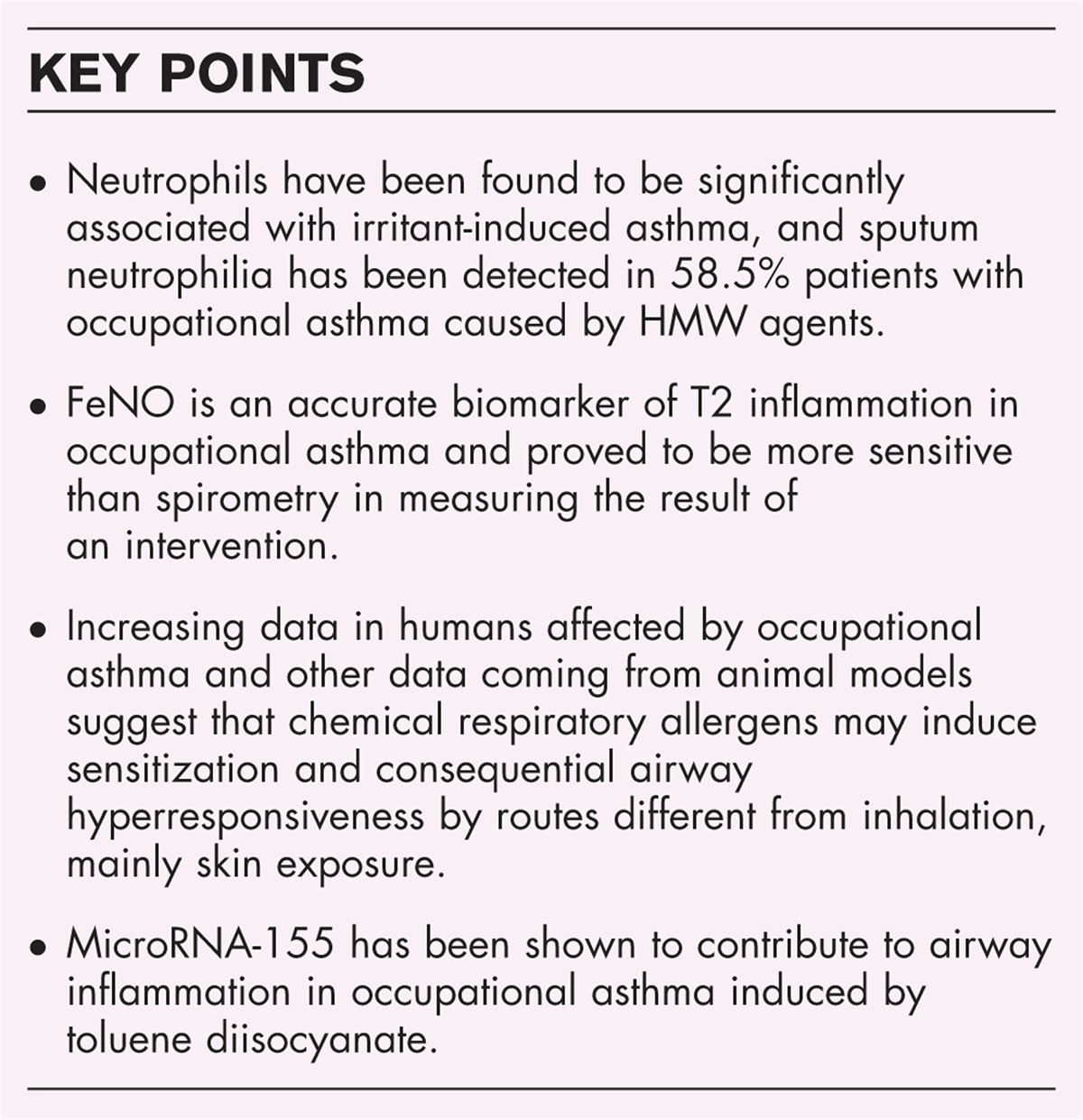 Endotypes of occupational asthma