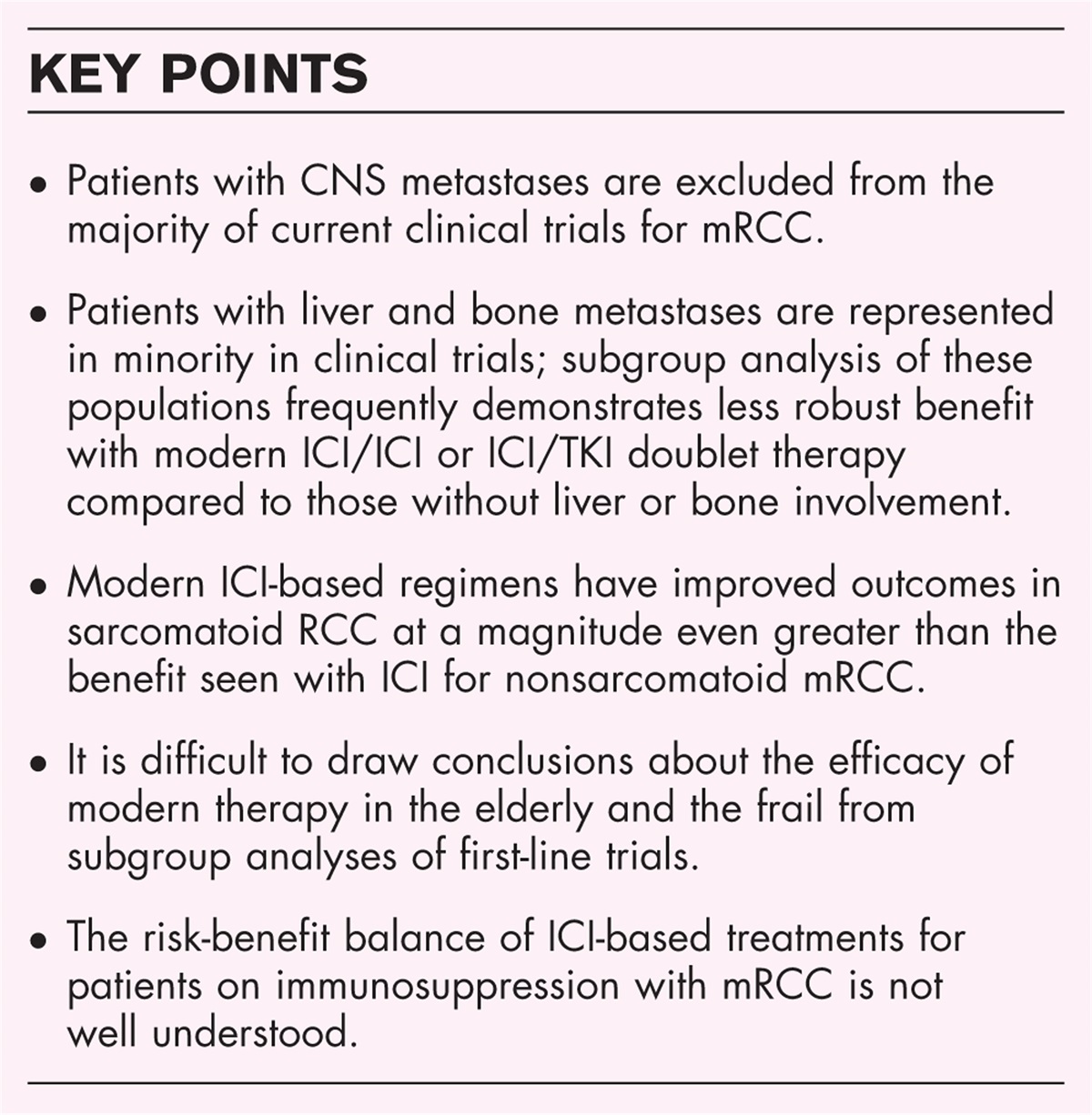 Special populations in metastatic renal cell carcinoma