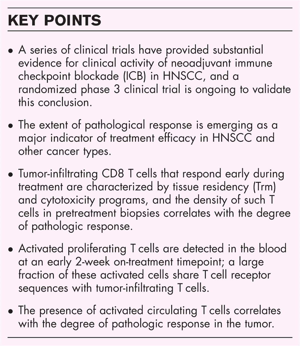 Neoadjuvant immune checkpoint blockade enhances local and systemic tumor immunity in head and neck cancer