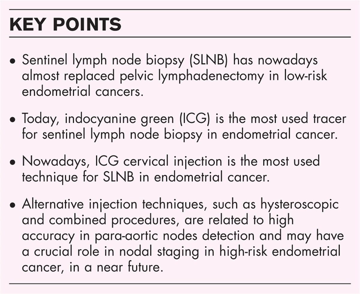 Role of sentinel lymph node biopsy with indocyanine green and site of injection in endometrial cancer