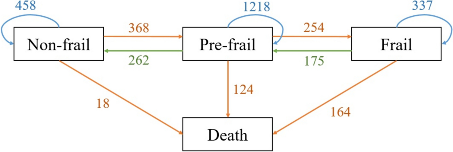 Frailty transitions and associated factors in older cancer survivors in the USA: using a multi-state modeling