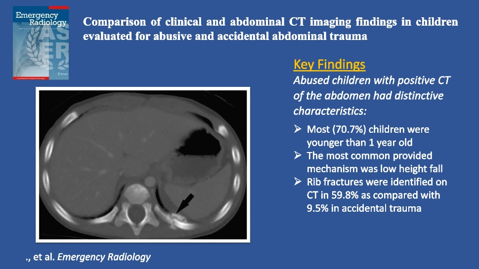 Comparison of clinical and abdominal CT imaging findings in children evaluated for abusive and accidental abdominal trauma