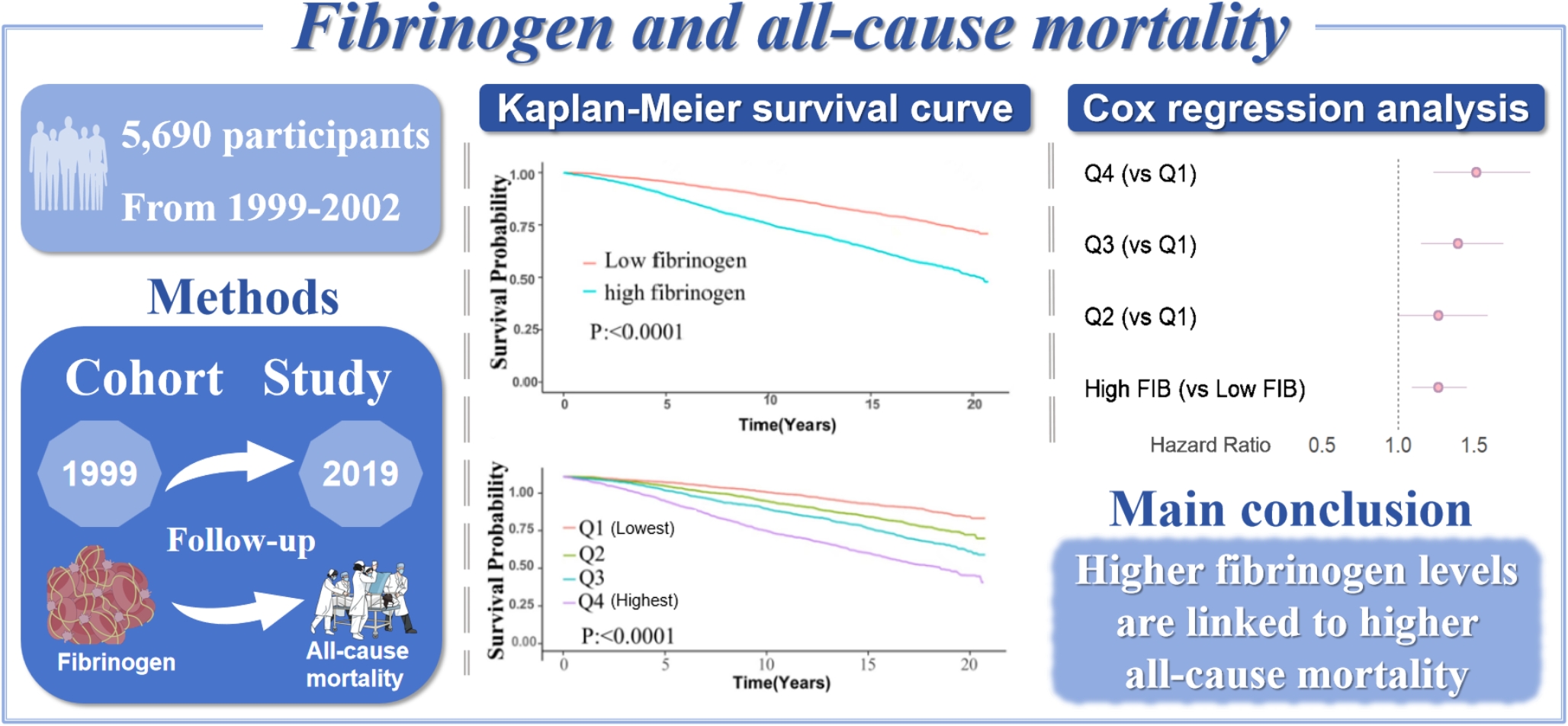 Associations between fibrinogen levels and the risk of all-cause mortality: a long-term cohort study