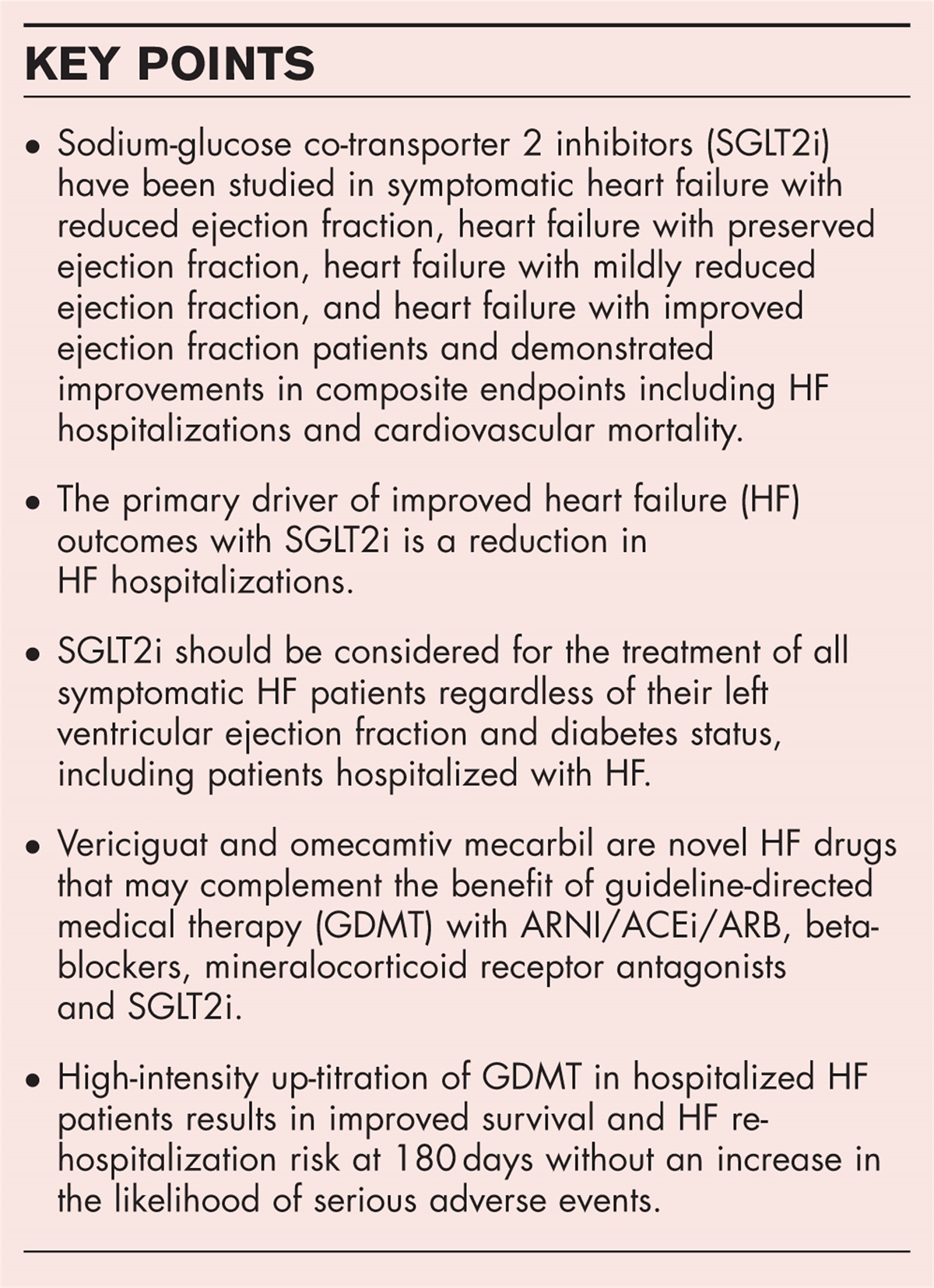 Advances in contemporary medical management to treat patients with heart failure