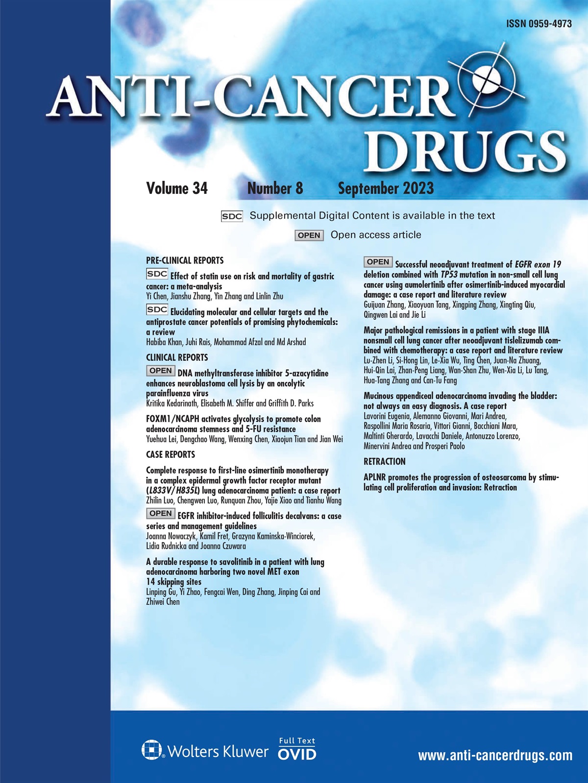 APLNR promotes the progression of osteosarcoma by stimulating cell proliferation and invasion: Retraction