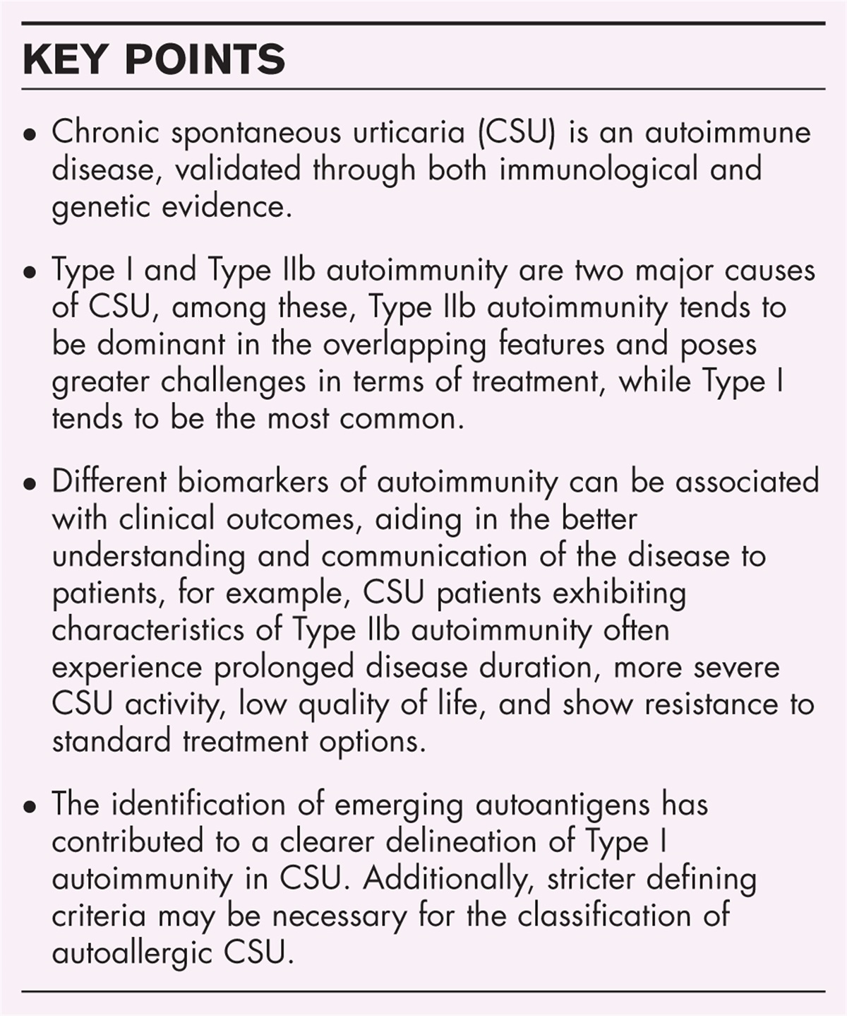 Chronic spontaneous urticaria: new evidences on the role of autoimmunity