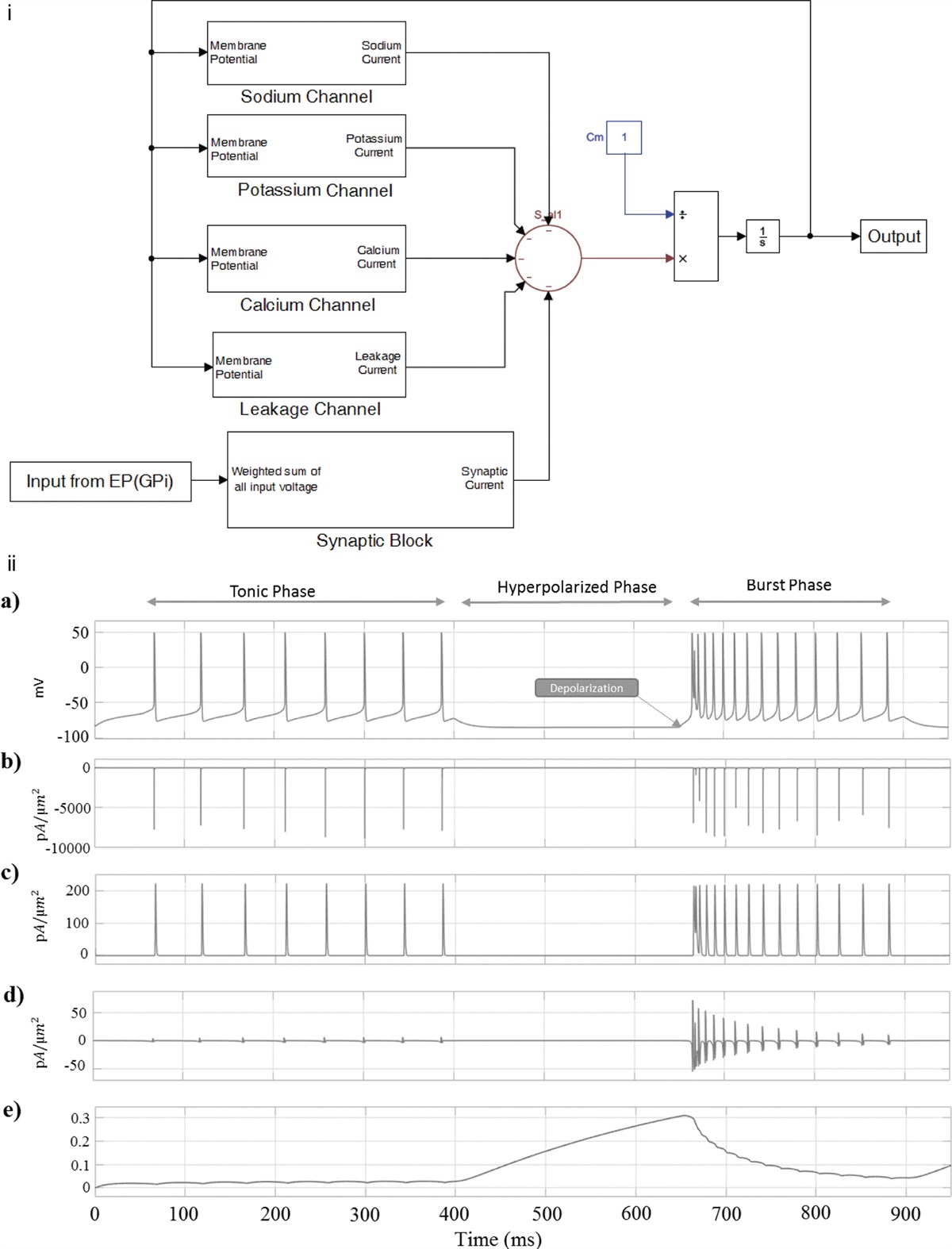 Healthy and pathological pallidal regulation of thalamic burst versus tonic mode firing: a computational simulation