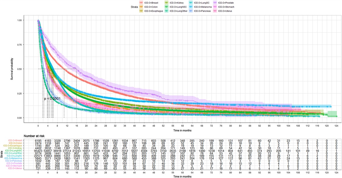 Prognostics of Systemic Malignancy ICD-O Topography and Morphology Types on Brain Metastases: An NCDB Time-to-event Cohort