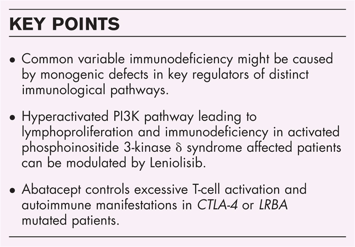 Monogenic forms of common variable immunodeficiency and implications on target therapeutic approaches