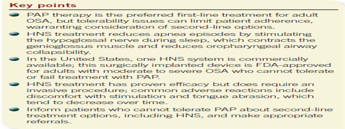 Hypoglossal nerve stimulation for adults with obstructive sleep apnea